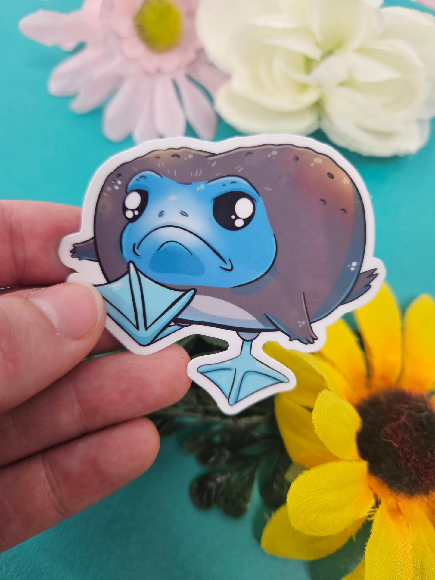 Blue Frooted Frooby Sticker (blue-footed boobies + frog)