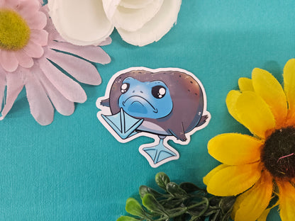 Blue Frooted Frooby Sticker (blue-footed boobies + frog)