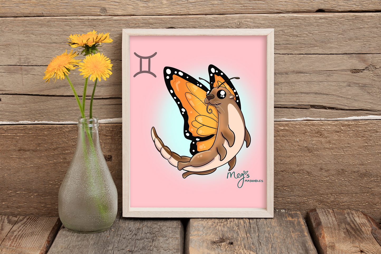 Gemini: Botterfly (otter + butterfly) 5x7 Print