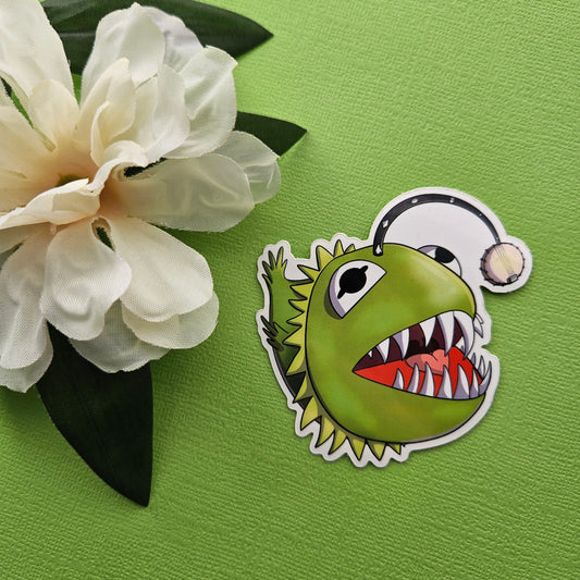 Kermangler Sticker (angler fish + kermit the frog)