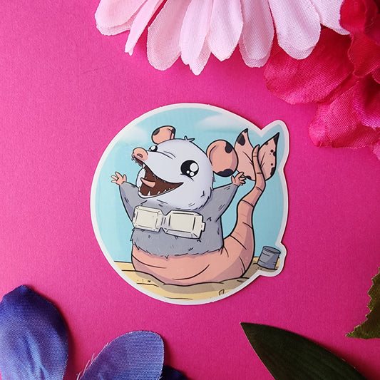 O'Trashmaid Sticker (mermaid + opossum)