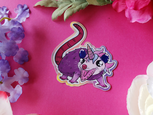 Opossumcorn Sticker (opossum + unicorn)