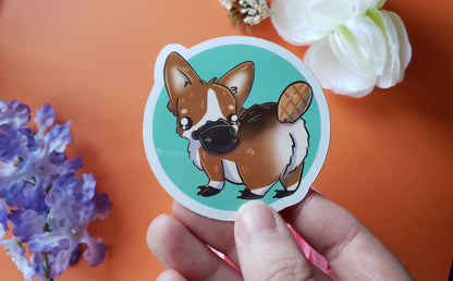 Platygi Sticker (platypus + corgi)