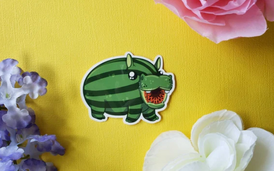 Watermelon Hippo Sticker