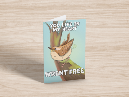 "You Live In My Heart Wrent Free" Love Bird Greeting Card
