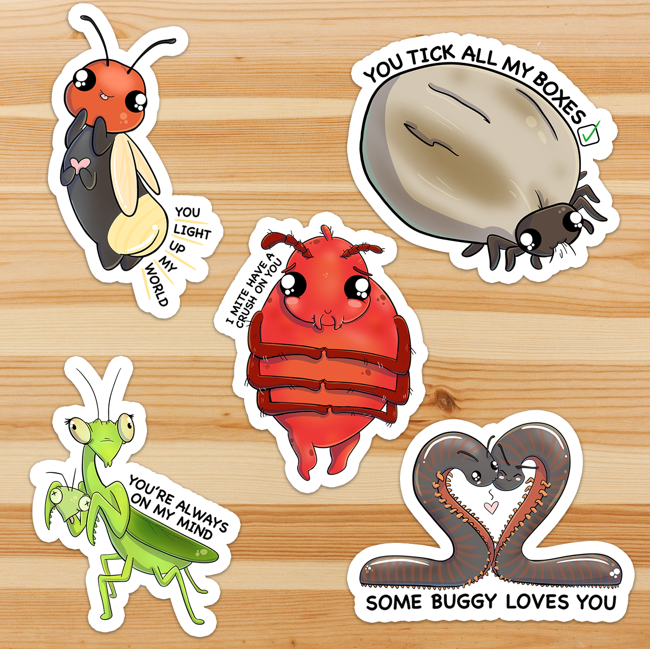 Love Bug Sticker Pack (5 stickers)