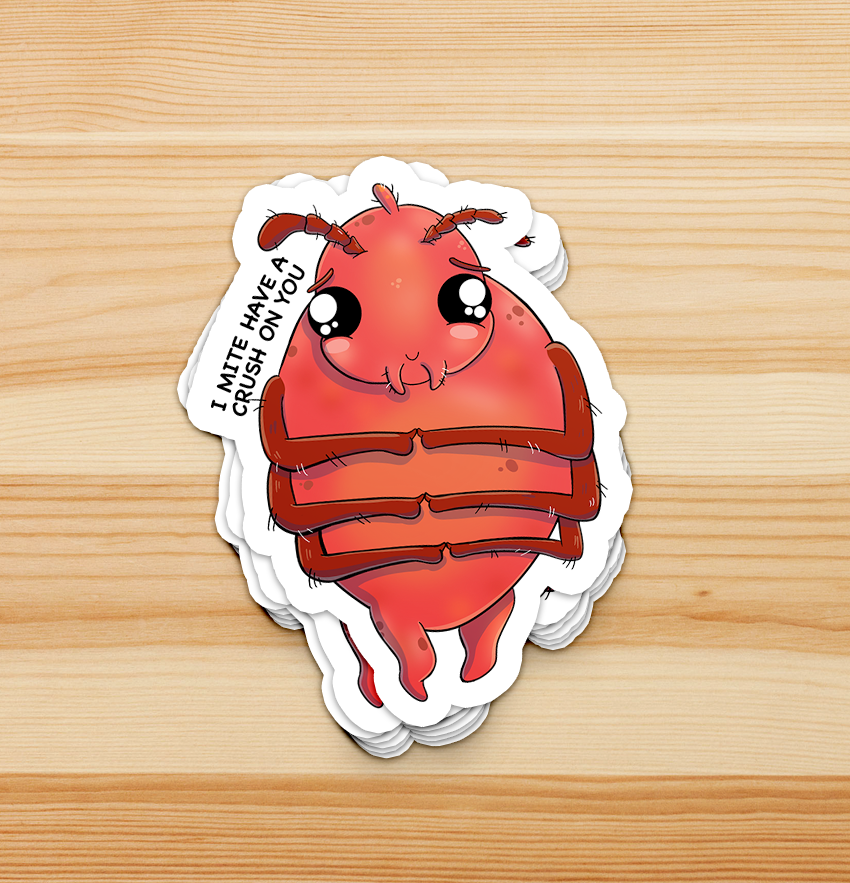 "I Mite Have A Crush On You" Love Bug Sticker