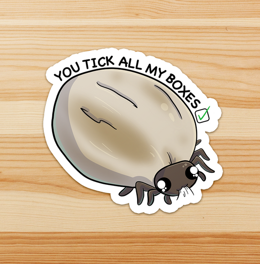 "You Tick All My Boxes" Love Bug Sticker