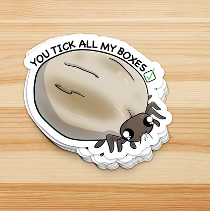 "You Tick All My Boxes" Love Bug Sticker